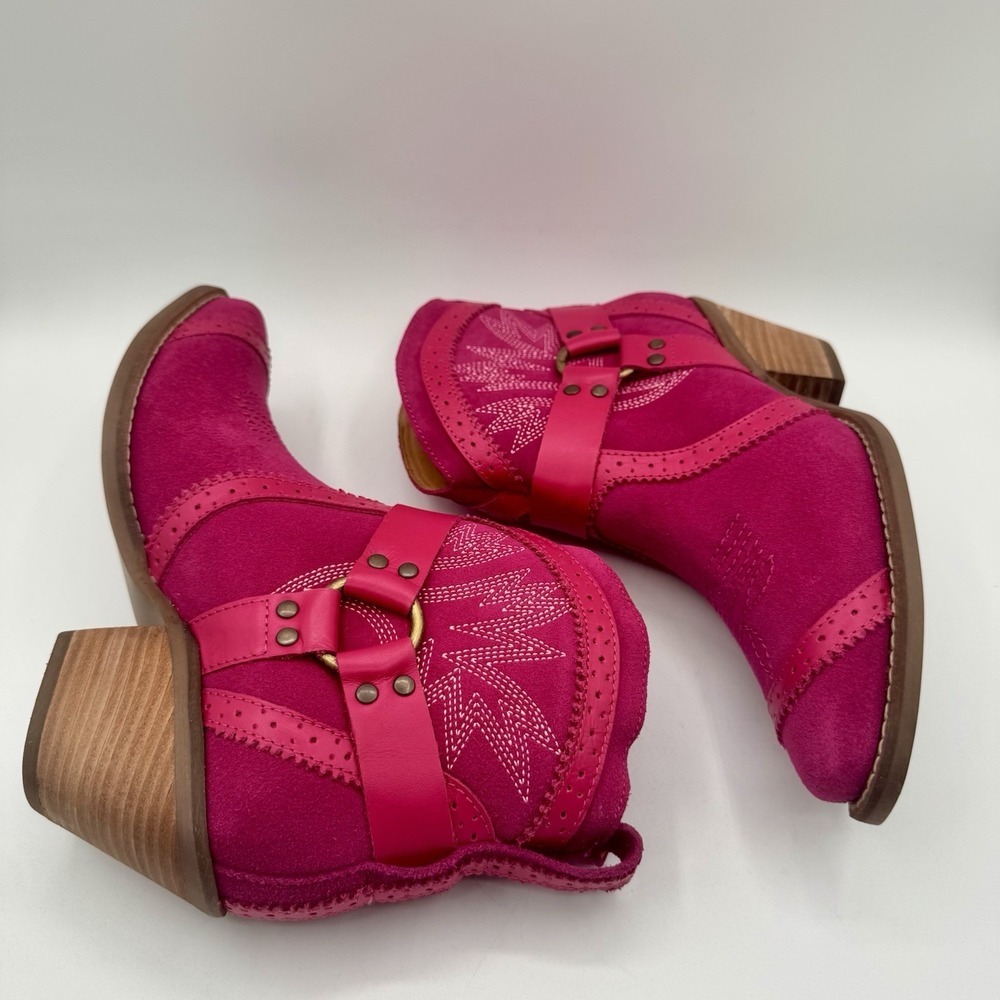 Dingo Gummy Boots Women's Size 7 Pink Suede‎ Harness Western Booties - Picture 14 of 16